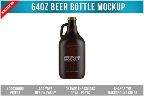 64oz Beer Bottle Mockup