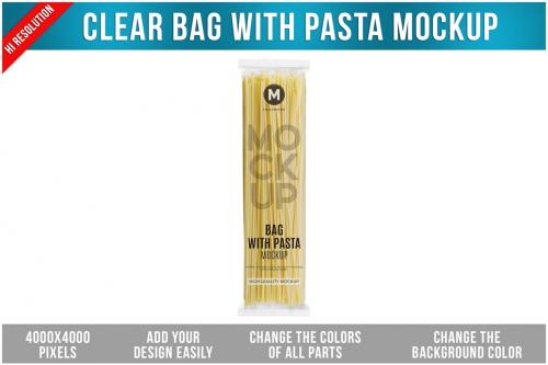 Clear Bag with Pasta Mockup