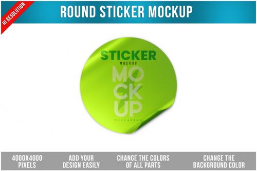 Metallic Round Sticker Mockup