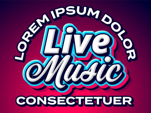 Live Music 3D Bold Stylized Text Effect - 465397914