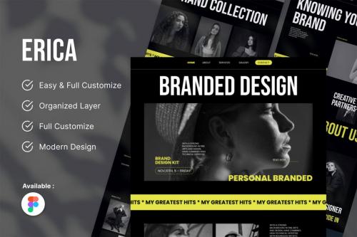 Erica - Brand Design Website UI Kit Figma Template