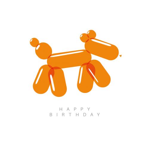 Happy Birthday Vector Illustration Card with Balloons Animal Dog - 465850522