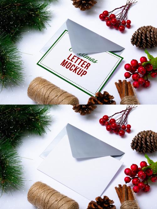Christmas Letter and Envelope Mockup - 466042031