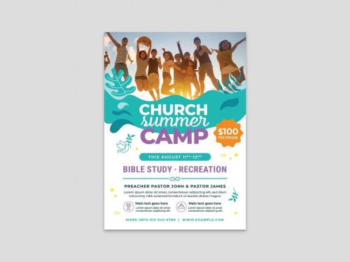 Modern Christian Church Summer Camp Flyer - 466577456