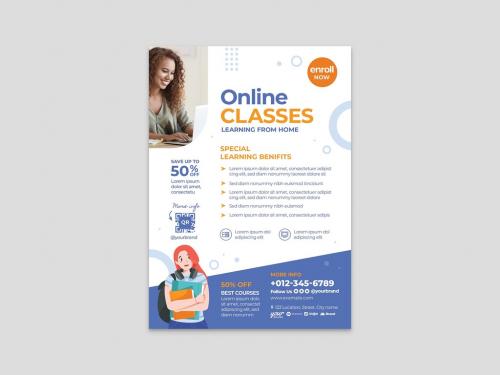 Modern Educational College Flyer for Online Classes - 466577475