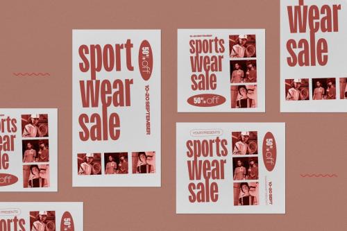 Beige Minimalist Sportswear Sale Flyer Set