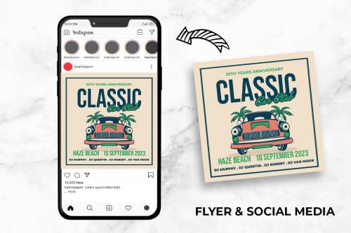 Classic Car Club Gathering Flyer & Instagram