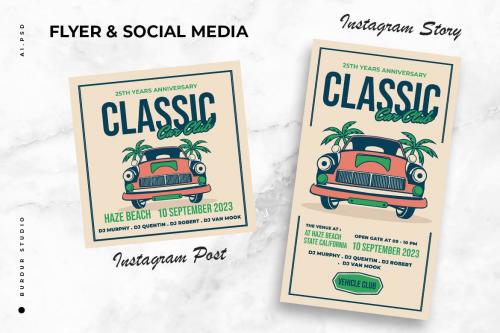 Classic Car Club Gathering Flyer & Instagram