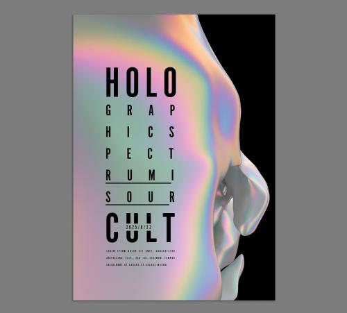 Holographic Texture Abstract Poster Design Layout - 466800500
