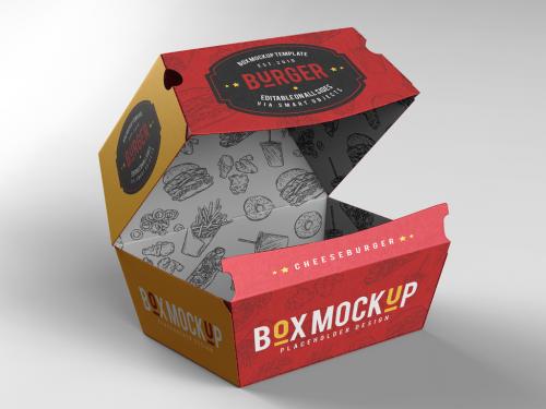 Hamburger Delivery Box Mockup - 467010471