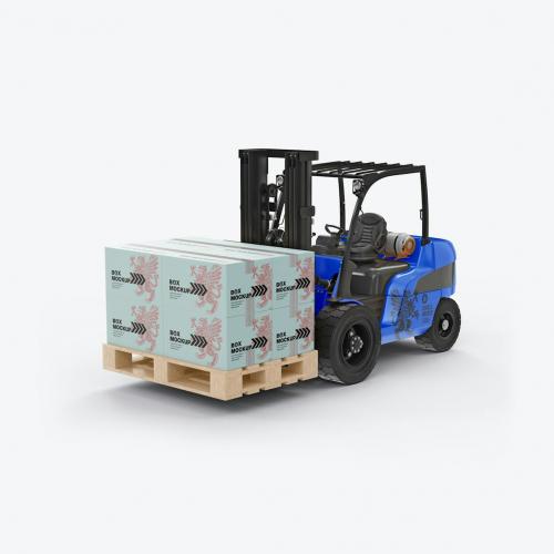 Forklift with Boxes Mockup