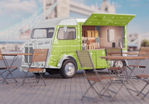 Vintage Food Truck Scene Mockup
