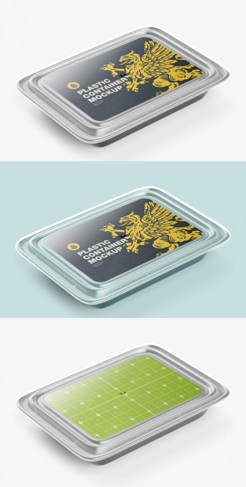 Plastic Container with Sticker Label Mockup - 467238147