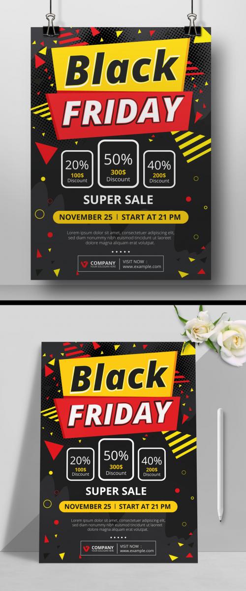 Black Friday Template Design Poster Layout Design - 467446986