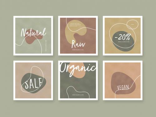 Earth Tones Social Layouts with Abstract Minimal Shape Illustrations - 467447185