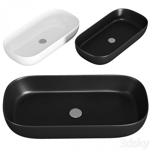 Oval Matte Black Vessel Sink in Ceramic