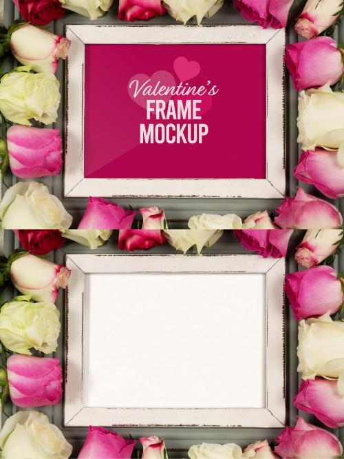 Valentines Frame Surrounded by Petals Mockup - 468032179