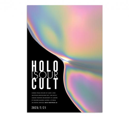 Modern Cover Layout with Trendy Holographic Gradient Shape - 468262439