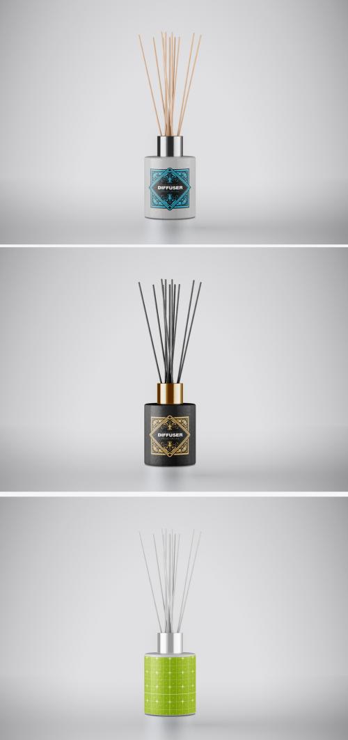 Reed Diffuser Glass Bottle with Box Mockup - 468262891