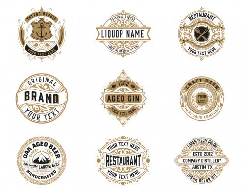 Set of 9 Vintage Logos and Badges - 468263028