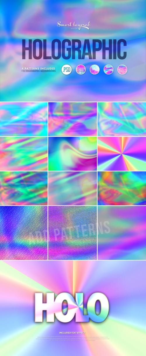 Holographic Backgrounds and Text Effect Bundle - 468467771