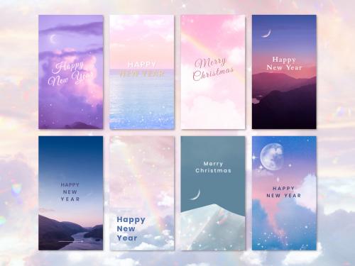 Aesthetic New Year Mobile Wallpaper Layout Set - 468676402