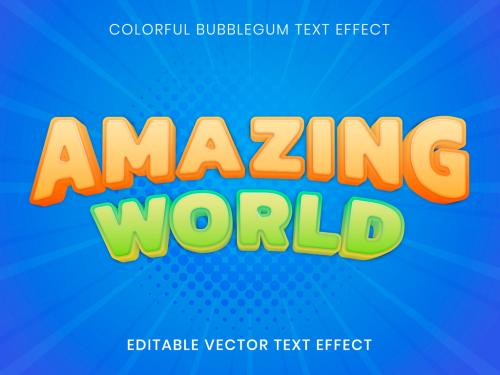 3D Text Effect Layout Bubblegum Typography - 468676416