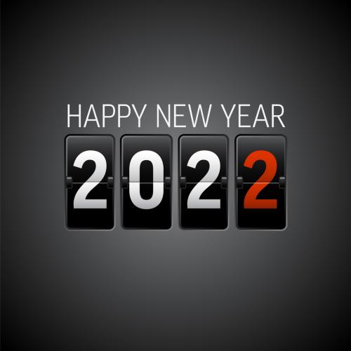 Vector Modern Minimalistic Happy New Year Card 2022 - 468676456