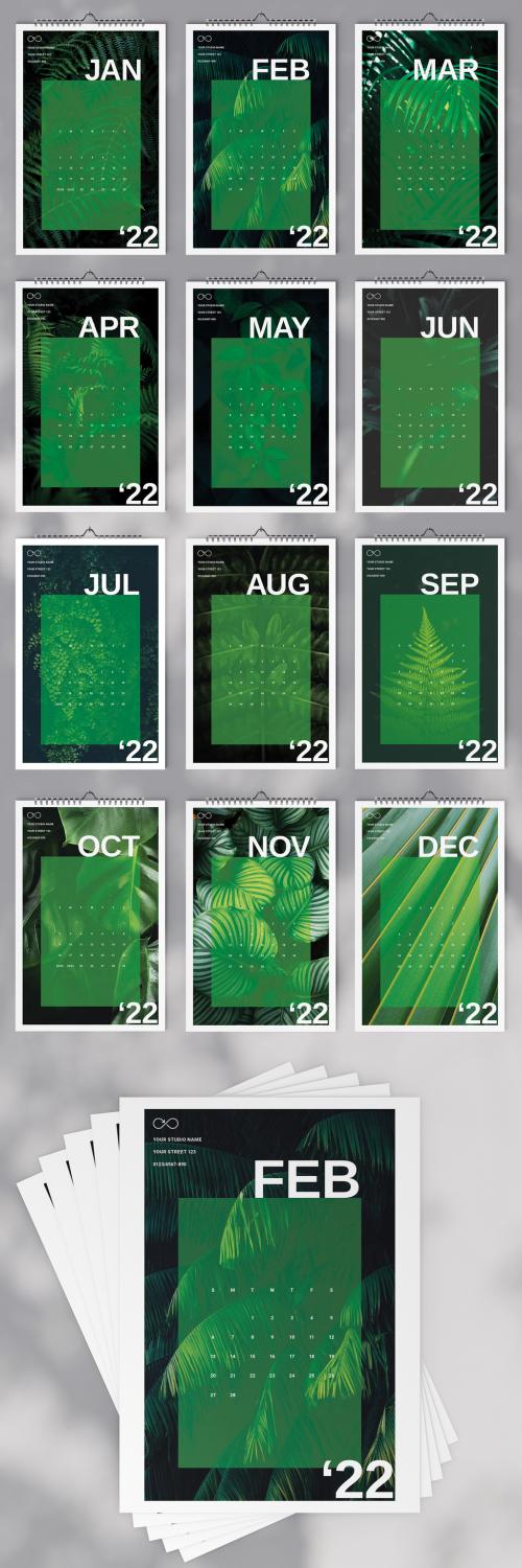 Green Wall Calendar 2022 Layout - 468851585