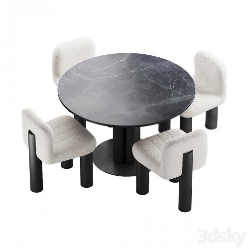 437 dinning set 05 Arflex Goya table with Arflex Botolo armchair