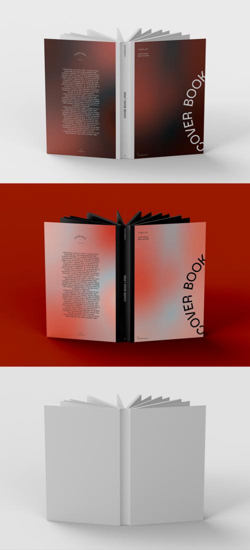 3D Cover Side of Open Book Mockup - 469582292