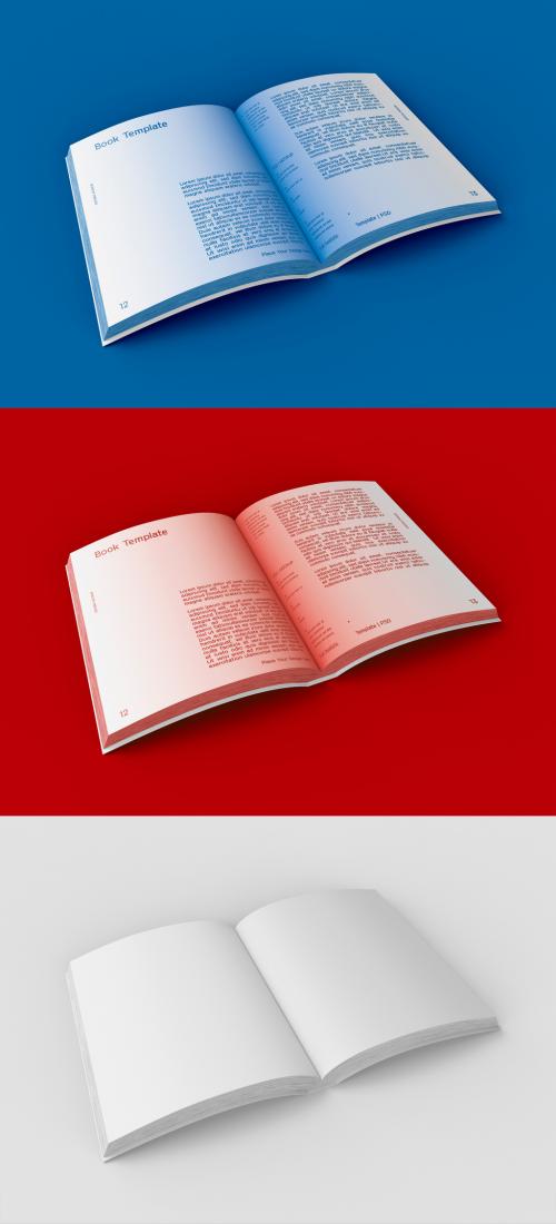 3D Opened Hardcover Book Mockup - 469582296