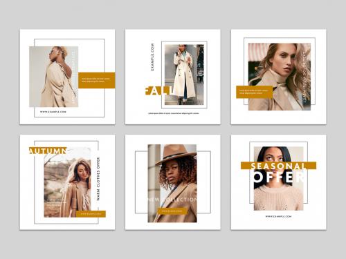 Autumn Fashion Social Media Post Layouts with Brown and White Accent - 469582423