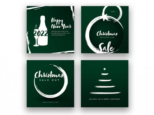 Seasonal Social Media Layouts with Emerald Green Accent - 469582429