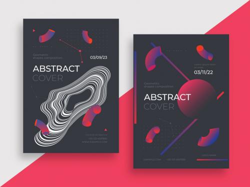 Abstract Poster Layout with Geometric Shapes - 469582562
