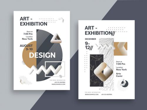Art Exhibition Posters with Abstract Geometry Elements - 469582563