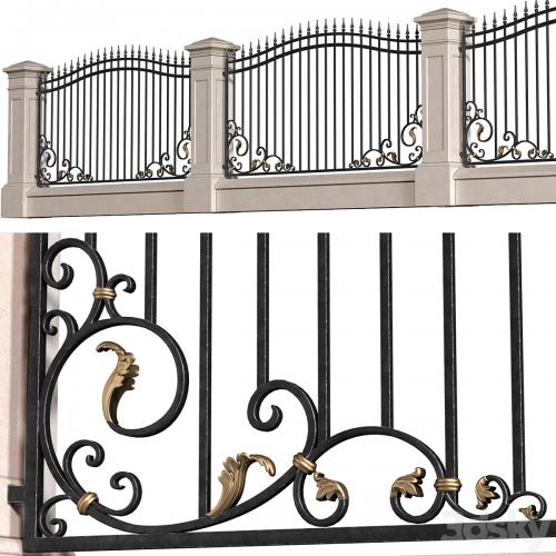 Classic style fence with wrought iron railing.Entrance Driveway Iron Gates