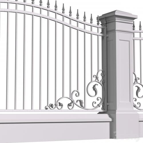 Classic style fence with wrought iron railing.Entrance Driveway Iron Gates