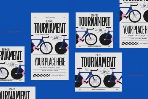 White Flat Design Bike Tournament Flyer Set