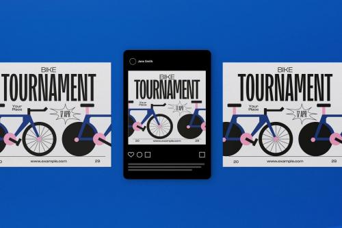 White Flat Design Bike Tournament Flyer Set