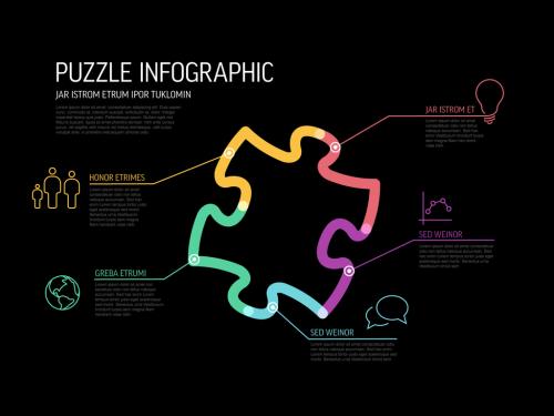 Dark Thick Line Puzzle Multipurpose Infographic Layout - 469801505