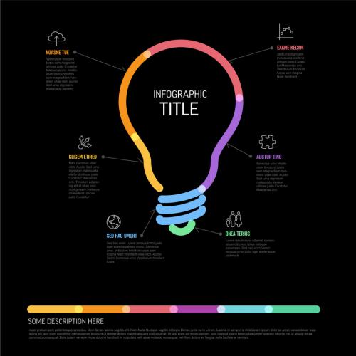 Dark Thick Line Light Bulb Multipurpose Infographic Layout - 469801518