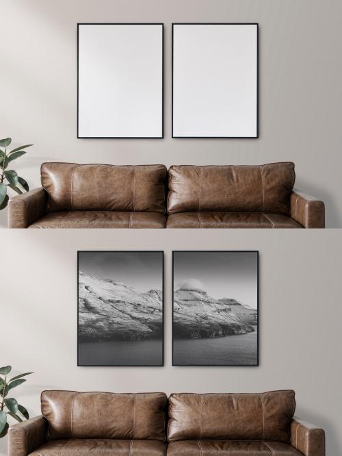 Picture Frames Mockup in a Living Room - 470191866