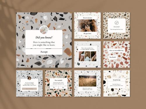 Aesthetic Social Media Layout with Terrazzo Design - 470191877