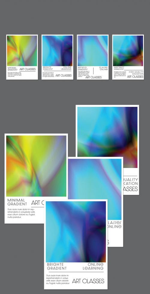 Flyer Layout with Bright Holographic Gradient Picture - 470191938