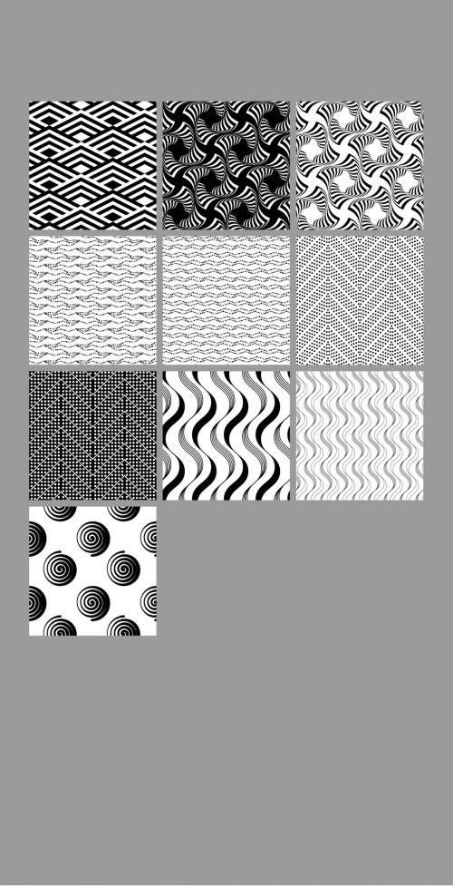Seamless Pattern Collection with Simple Black and White Geometric Shapes - 470191950