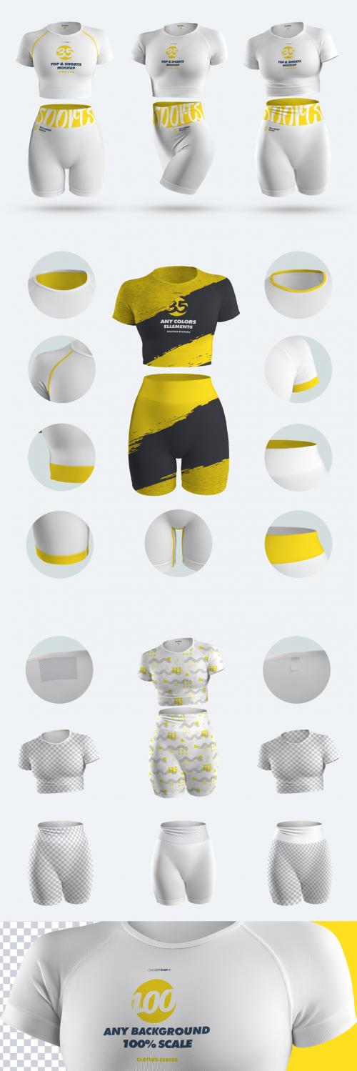 3D Mockups Sportswear Shorts and Top - 470734949