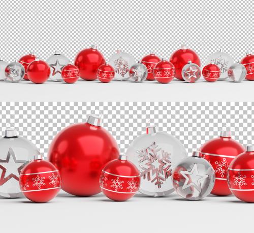 Isolated Red Christmas Baubles on White Mockup - 470735550