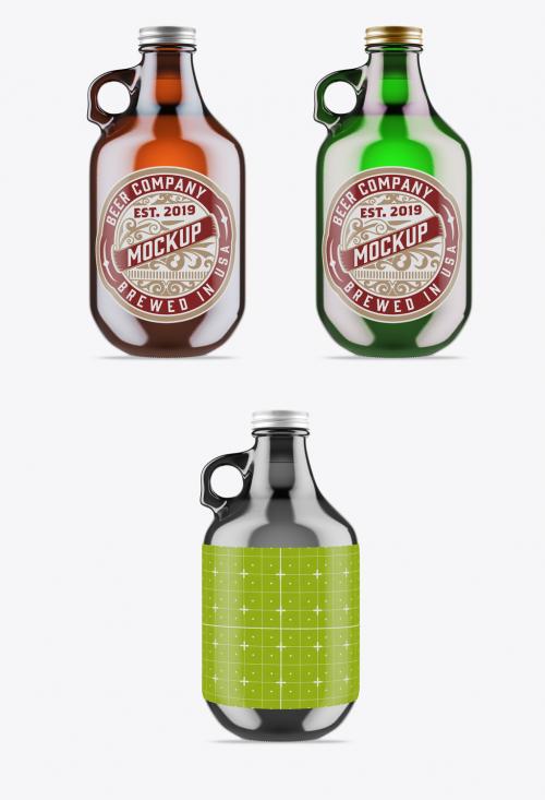 Vintage Colorful Glass Beer Bottle Mockup - 470947542