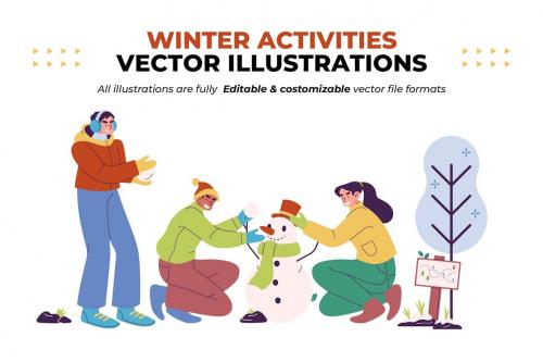 Winter Activities and Stock Illustrations Bundle